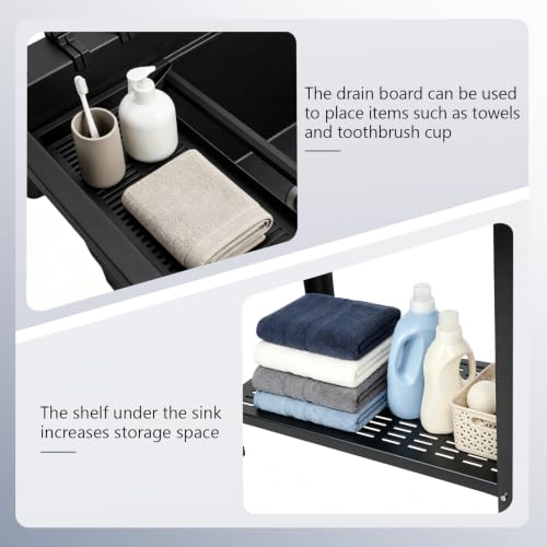 Image of Vingli Freestanding Utility Sink with Faucet, 36 inch Heightened Basin for Laundry, Garage, Outdoor Garden, Pet Wash, Heavy Duty Plastic Laundry Tub with Storage Shelf (Black, 32 inchLx24 inchWx36 inchH)
