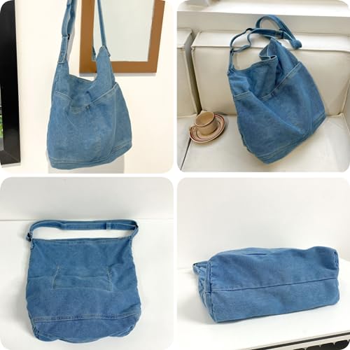 Image of Leaper Women's Hobo Handbags Denim Shoulder Bag Lightweight Retro Travel Crossbody Handbag for Women