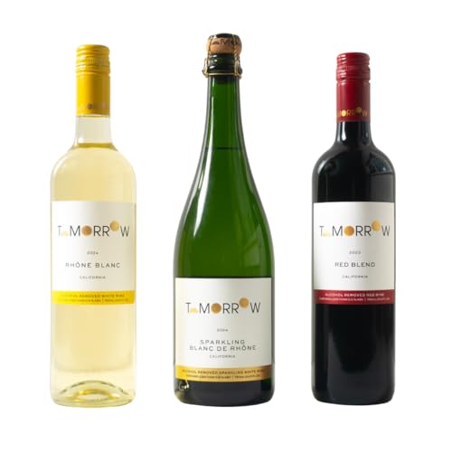 Tomorrow Cellars Non-Alcoholic Wine Trio – Rhône Blanc, Sparkling Blanc de Rhône & Red Blend – Premium NA Wine for Dinner Parties, Gifting, or Weeknight Pairings