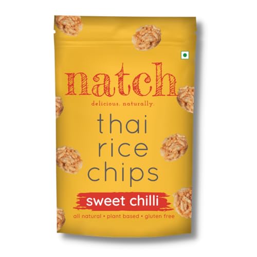 Natch Thai Sticky Rice Chips, 100% All Natural, Vegan, Gluten Free, No Artificial Preservatives, Trans Fat Free, Low Calorie, Sweet Chilli Flavour, 100g each (Pack of 1)