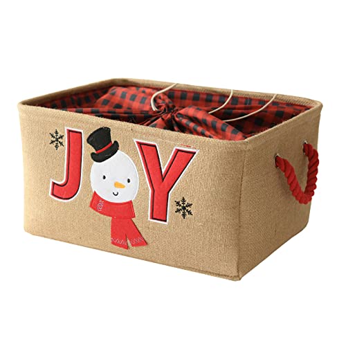 INough Christmas Buffalo Plaid Storage Basket Farmhouse Storage Box For Kids, Collapsible Red Checked Toy Makeup Storage Basket,Fabric Toy Box For Baby / Kids / Nursery Cover