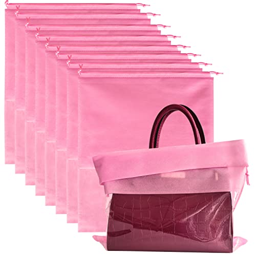 8PCS Dust Bags for Handbags Jumbo Travel Shoe Bags Purses Organizers Storage Bags with Rope Clear Window Dustproof Drawstring Bag Storage Pouch for Men and Women - Pink, 23.6 x 19.7 in