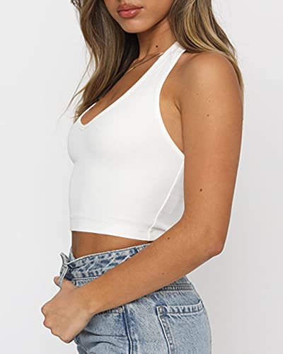 Artfish Women's Sexy Scoop Neck Halter Crop Top Backless Knit Rib Basic Cami Tank Tops4