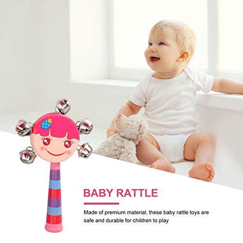 STOBOK 5Pcs Chocalho Tambor de Brinquedo para Crianças Com Alça de Madeira Arco-Íris Alça de Sinos A