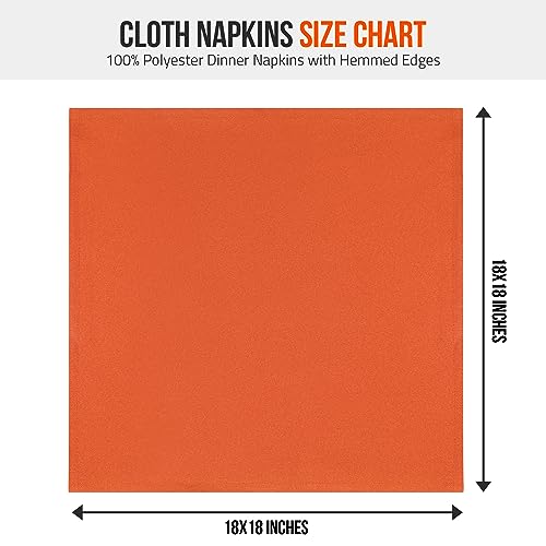 image for Utopia Home Orange Cloth Napkins (12 Pack, 18x18 Inches), Ideal Dinner