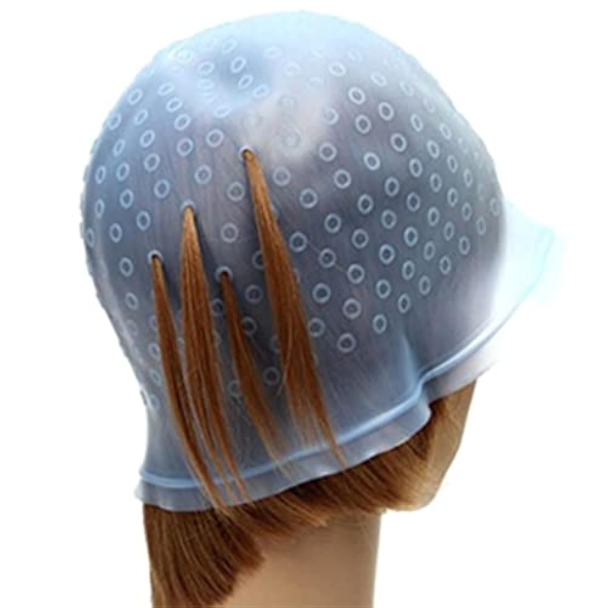 Reusable Hair Coloring Frosting Cap with Metal Hook, Blue
