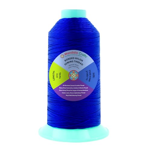 Mandala Crafts Size 346 210D T350 Royal Blue Bonded Nylon Thread, 415 YDs