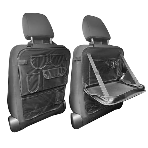 Enerfero Organizador Asiento Coche para Asiento de Coche con Bandejita, Múltiples Bolsillos, Fácil de Instalar y Óptimo Espacio de Almacenamiento (Almacenamiento del respaldo)