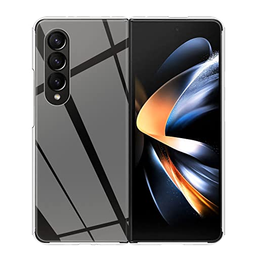 Funrae Hülle Kompatibel mit Samsung Galaxy Z Fold 4 5G, [Vergilbungsfrei][Kratzfeste][Anti-Fall] Hard PC Back Soft Silikon Bumper Handyhülle Case für Samsung Galaxy Z Fold 4 5G - Transparent Cover