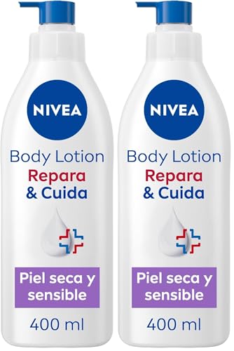 NIVEA Repara & Cuida - Loción Corporal Hidratante - Efecto Calmante - 72h de Hidratación - Con 10% Glicerina, Provitamina B5 y Pantenol - Sin Perfume - Piel Seca, Irritada y Sensible - 400 ml