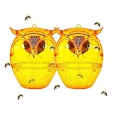 キクイバチトラップ 屋外用 | フクロウ型 ソーラー式 LED付き 蜂捕獲器,再利用可能 蝿駆除 ガーデニング アウトドア キャンプ パティオ 果樹園 屋根裏 物置 農場 ピクニック用