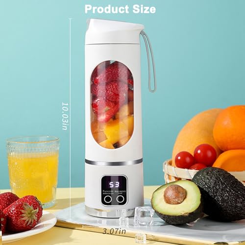 Portable Personal Electric Blender, 12 Blades Great for Mixing, Cordless 450ML Mini Blender For Shakes, Smoothies juice, Travel, Compact, Convenient and Versatile (White)