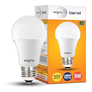 wipro Garnet 9W LED Bulb for Home & Office |Warm White (2700K) | E27 Base|220 degree Light coverage |4Kv Surge Protection |400V High Voltage Protection |Energy Efficient | Pack of 1