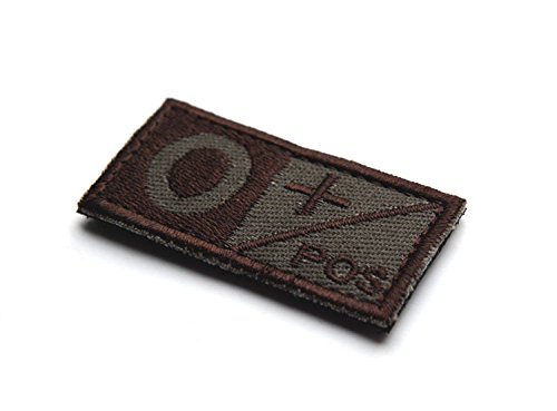 Tactical Blood Type O+ Positive Pos Hook And Loop Patch Embroidered Morale Military Badge For Outdoors (Brown O+) #TOP1