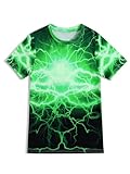 TongKiKi Boys Girls T-Shirts 3D Graphic Shirts Kids Neon Tie Dye Short Sleeve Glow Tees,NeonDendrite,9-11Y