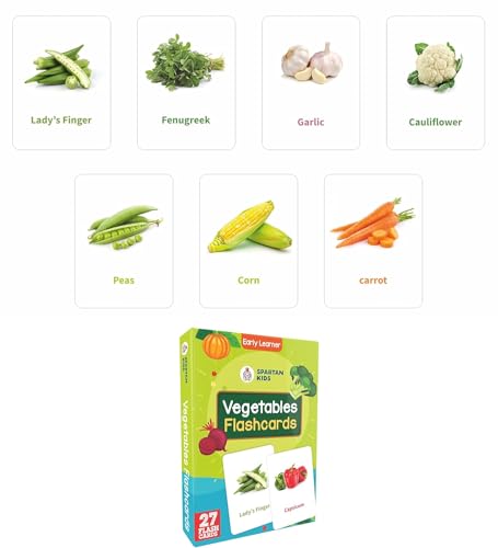 Image of Spartan Kids Flash Cards Combo Set of 12, Flash Cards for 1 Year Old Baby, Early Learning Flash Card Pack for 3 Year Old and Newborn Vocabulary Building