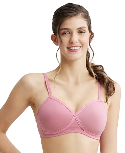 Image of Jockey FE40 Women Wirefree Padded Super Combed Cotton Elastane Stretch Full Coverage T-Shirt Bra with Cross Over Fit