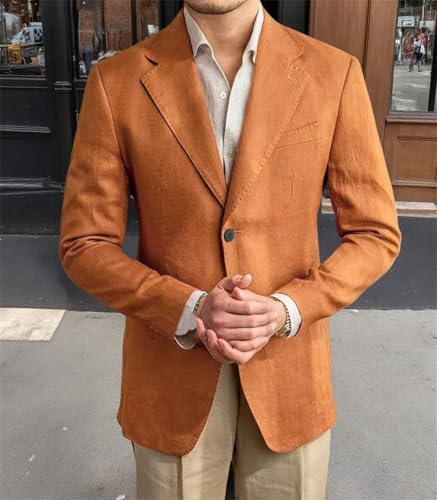 Men Light Blue Beige Linen Suits Thin Cotton Linen Groom Tuxedos Notch Lapel Slim Fit Blazers4