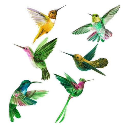 TOKIDNY 6 piezas Pegatinas Removibles Anticolisión para Ventanas de Unidades Diseño de Aves Verdes DIY Película Estática para Protección contra Golpes de Pájaros Ventanas de Casa y