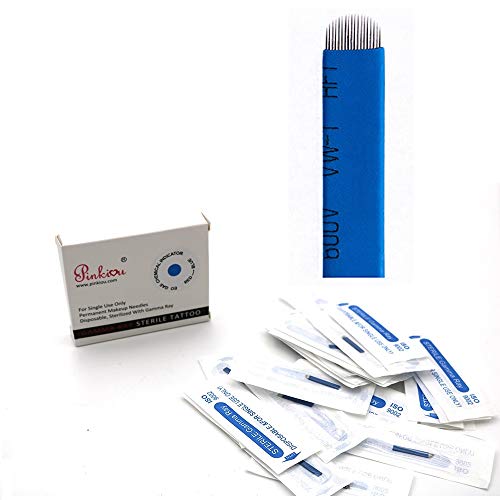 Pinkiou microblading pens with needles eyebrow tattoo pen (tattoo needles, 18U)