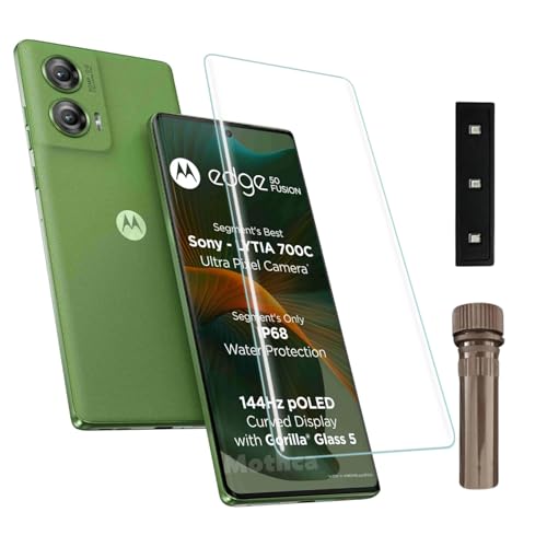 Image of Mothca Premium UV Tempered Glass Screen Protector For Moto Edge 50 Fusion (Pack of 1) Full Adhesive UV Curved Screen Guard, Case Friendly with Installation Kit