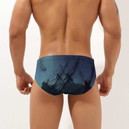 Undersea Shipwreck Mens Swim Briefs Bikini Sexy Low Rise Trunks Swimsuit Bathing Suit Beach2