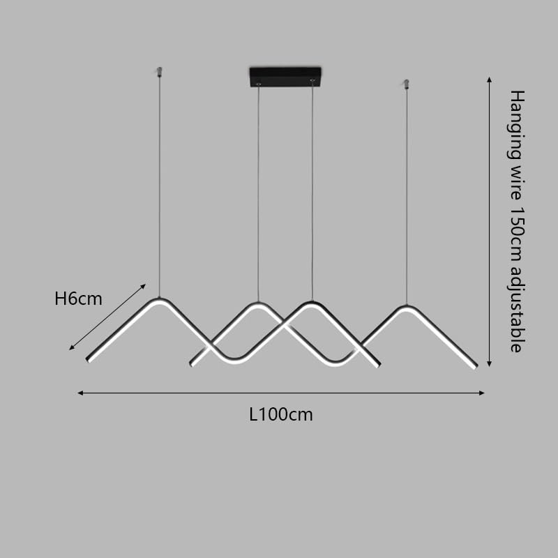Lustre moderne suspension design LED noire pour éclairage de table de salon