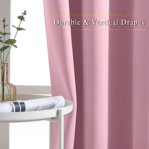 NICETOWN Privacy Room Divider Curtain Thermal Blackout Curtain for Patio Door, Living Room, Bedroom Partition and Shared Office Space, 1 Grommet Panel, Rouge Pink, 100 inch x 108 inch Long