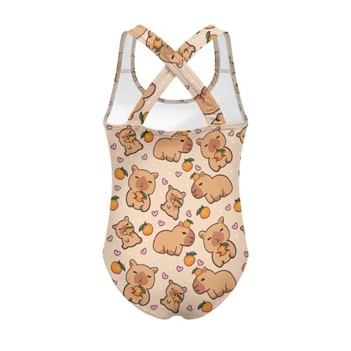 Image of Girls One Piece Swimsuits Summer Quick Dry Crewneck Beach Bathing Suit Cross Shoulder Strap Swimwear 5-14 Years