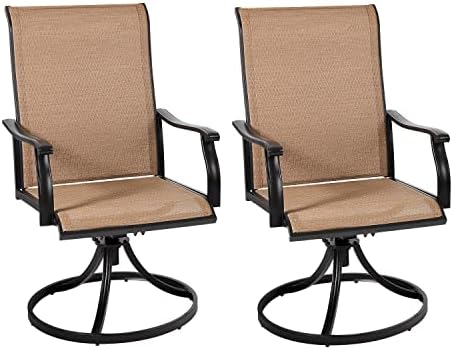 Virvla Patio Dining Chairs High Back All Weather Swivel Outdoor Chairs, Breathable Textile Garden Furniture Chairs for Backyard Deck, Set of 2
