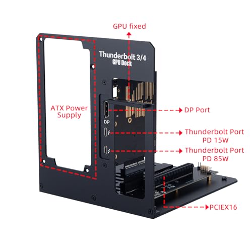 Image of Aluminium EGPU Enclosure Thunderbolt 3 /4 USB4 40GBps Pd 85W Charging External GPU Dock Compatible With Nvidia /AMD Graphics Cards On Win 10 /11 Linux System, ATX Power Supply (MK-L18), Black