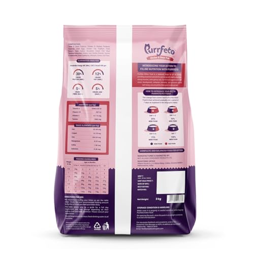 Image of Purrfeto Kitten Dry Cat Food | Chicken & Ocean Fish | 3 kg | 40% Reduction in Urinary Track Diseases |Promotes Brain & Vision Development | Enhances Immunity | Improves Digestive Health