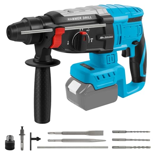 Cordless Rotary Hammer Drill Compatible with Makita 18V Battery, Brushless SDS Plus 2.6 Joules Hammer Drill with 4 Modes and 5 Drills, 360°Auxiliary Handle (Battery not Included)