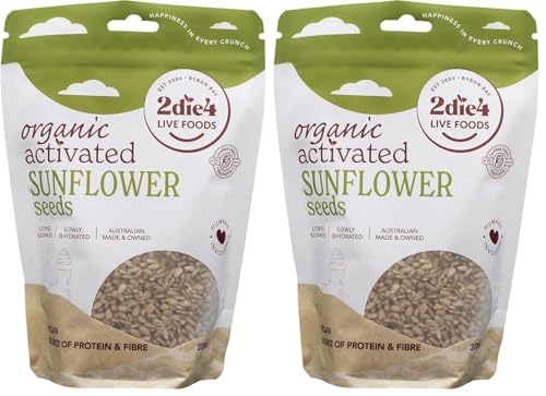 2Die4 Live Foods, Activated Organic Sunflower Seeds, 300g - Long Soaked and Slowly Dehydrated. A Delightful Crunch and a Flavorful Addition to Snacks and Meals. (Pack of 2)