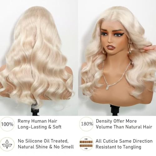 Image of Platinum Blonde Wig Human Hair Body Wave Ash Blonde Wig 28Inch 180% Density