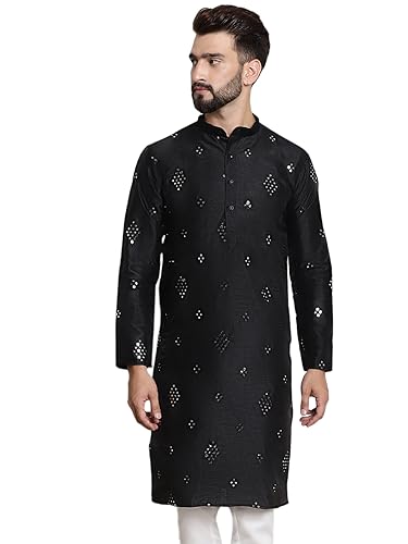 Sojanya (Since 1958 Men'S Silk Blend Mirror Work Only Long Kurta