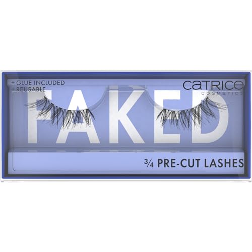 Catrice Faked 3/4 Pre-Cut Lashes, False Eyelashes, Black, Long-Lasting, False Eyelash Effect, No Microplastic Particles, Nanoparticles Free, No Perfume, Oil-Free, Pack of 1 (1 Pair)