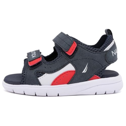 Image of Nautica Toddler Boys Sport Sandals - Lightweight Athletic Open-Toe Summer Shoes with Dual Adjustable Hook and Loop Straps for Outdoor Play, Beach, and Water