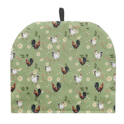 Image of Teapot Cozy Tea Pot Cover Keep Tea Warm Insulating Teapot Cozies Washable Kettle Quilt Teapot Warmer Home Kitchen Decoration, 12.9 X 10.4 Inches, Rooster Daisy Floral Green
