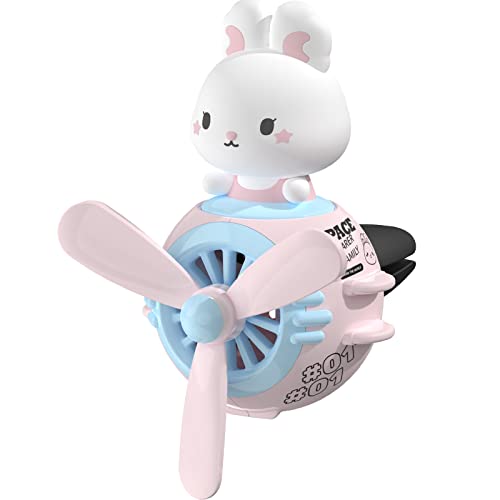 Image of Pilot Rabbit Cute Car Diffuser - Rotating Propeller Cartoon Automotive Air Outlet Fan Creative Car Perfume Decoration - Automotive Air Fresheners