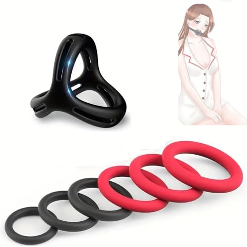 Un anneau triangulaire et 6 anneaux Cọck Rngs par Mẹn par Sẹx