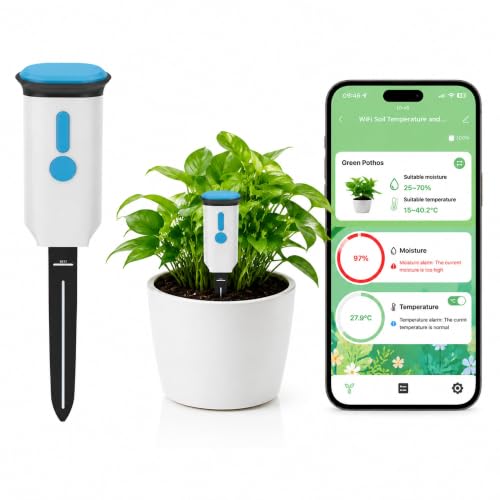 WLAN Bodenfeuchtesensor: Pflanzensensor mit App, Bodenfeuchte & Temperatur