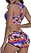 TOP HERE Women's 2 Piece Bandage Sporty Bathing Suit Scoop Neck Boyshorts Bikini Swimsuit(Purple,S)