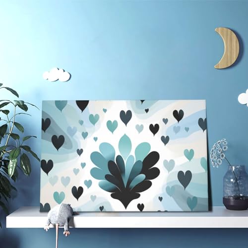 Toile murale abstraite thème cœur tableau moderne suspendu pour décoration maison