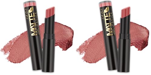 L.A. Girl Matte Flat Velvet Lipstick, Hush GLC813 (Pack of 2)