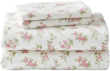 Laura Ashley Home - Queen Sheets, Cotton Flannel Bedding Set, Brushed for Extra Softness & Comfort (Audrey, Queen)