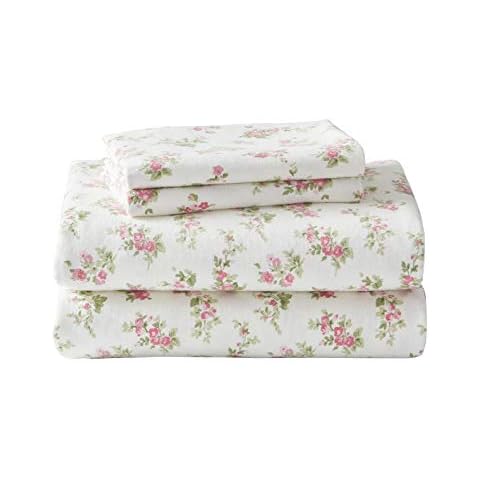 Laura Ashley Home - Queen Sheets, Cotton Flannel Bedding Set, Brushed for Extra Softness & Comfort (Audrey, Queen) Cover