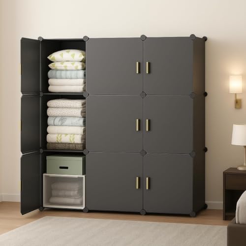 Image of Foldable Plastic Wardrobe for Clothes - Baby Cupboard for Clothes Storage, Wardrobe for Kids, Plastic Almirah, Collapsible Wardrobe for Kids Livingroom & Home (Grey-HM3)