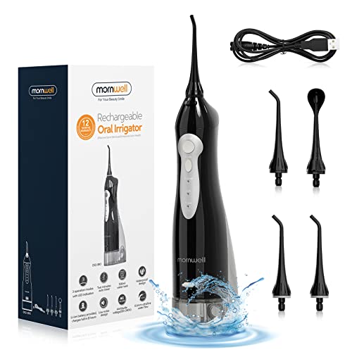 Water-Flosser-Mornwell-Water-Flossers-for-Teeth-330ML-Tank-USB-Rechargeable-Dental-Flosser-IPX7-Waterproof-3-Modes-4-Jet-Tips-Portable-Dental-Oral-IrrigatorProfessional-Water-Flosser