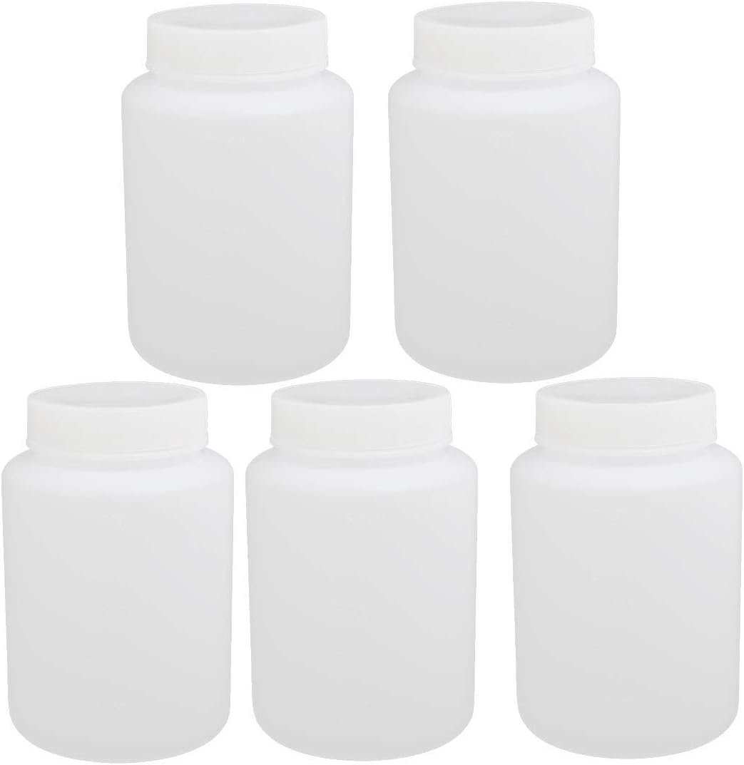 XYWHPGV 5pcs 85mm Diameter 130mm Height 500ml Round HDPE Plastic Bottle White (434f7 28b96 41413 dcc23 a1ddd dad9f